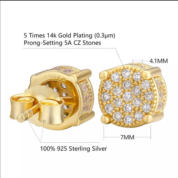 New Unisex 925 Sterling Silver Round Diamond E… - Picture 4 of 4